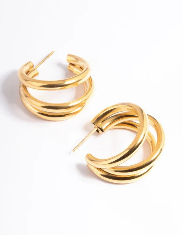 Blair Triple Hoop Earrings | Waterproof 18k Gold