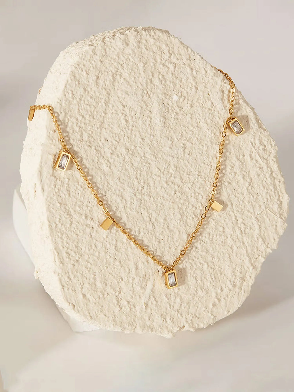 Blosom Baguette Charm Necklace | Waterproof 18k Gold