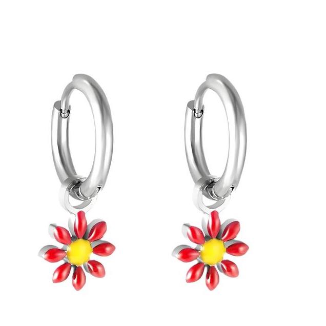 Blush Flower Huggie Hoops | Waterproof Waterproof 18k Gold & Silver