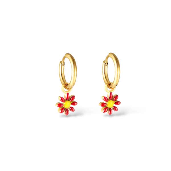 Blush Flower Huggie Hoops | Waterproof Waterproof 18k Gold & Silver