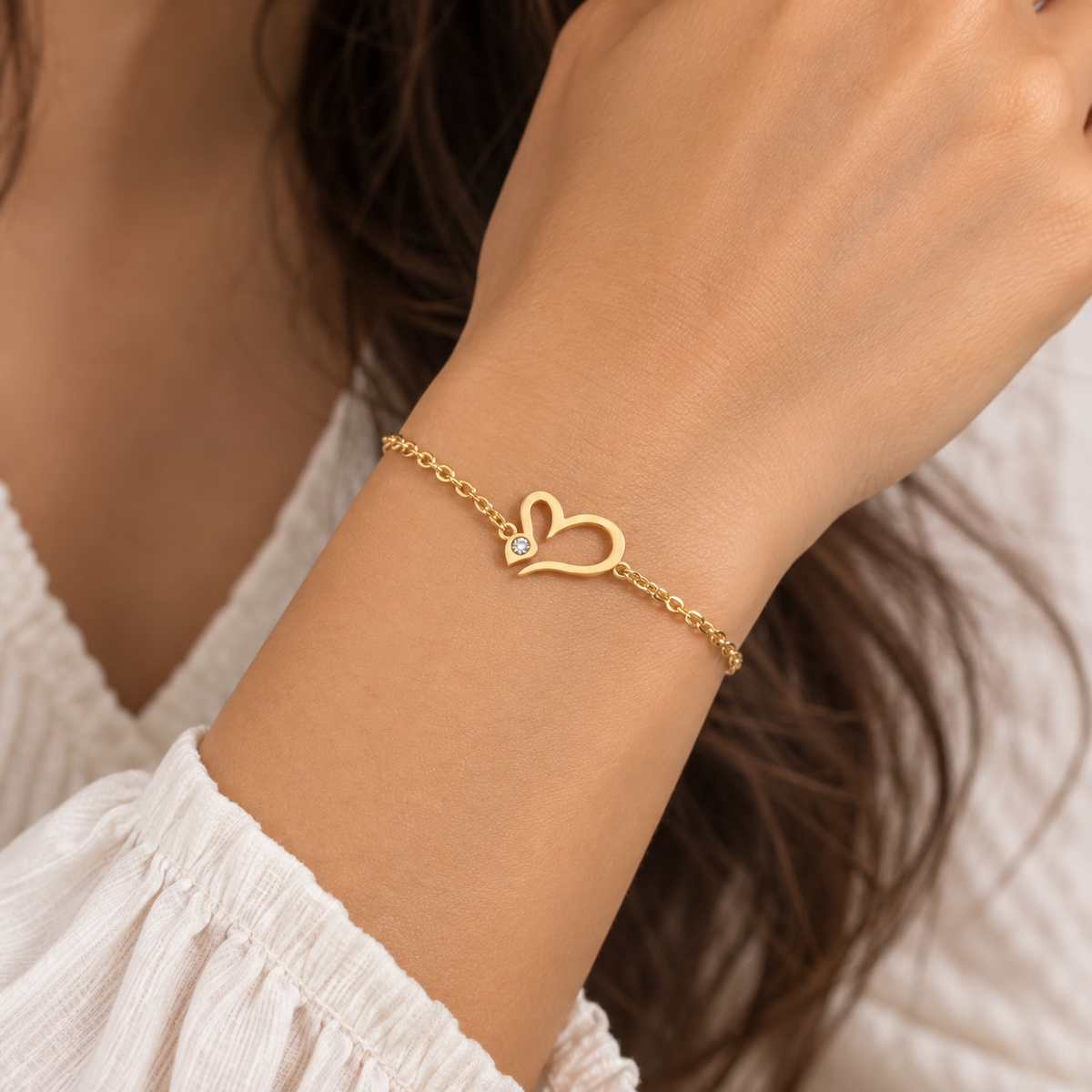 Bonnie Love Heart Bracelet | Waterproof 18k Gold & Silver