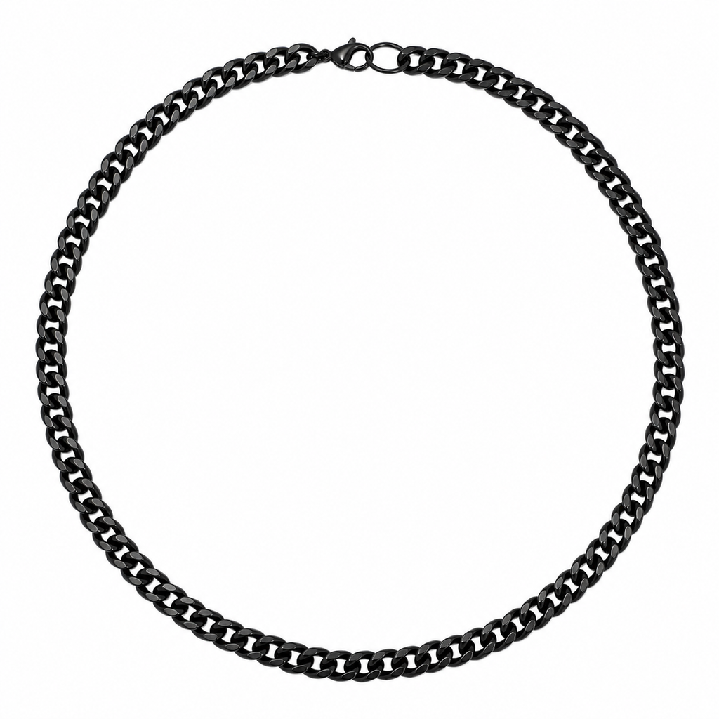 Boss Cuban Link Chain Necklace | Waterproof Black