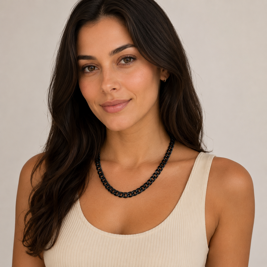 Boss Cuban Link Chain Necklace | Waterproof Black