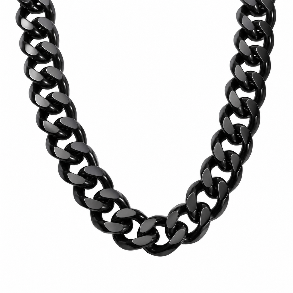 Boss Cuban Link Chain Necklace | Waterproof Black
