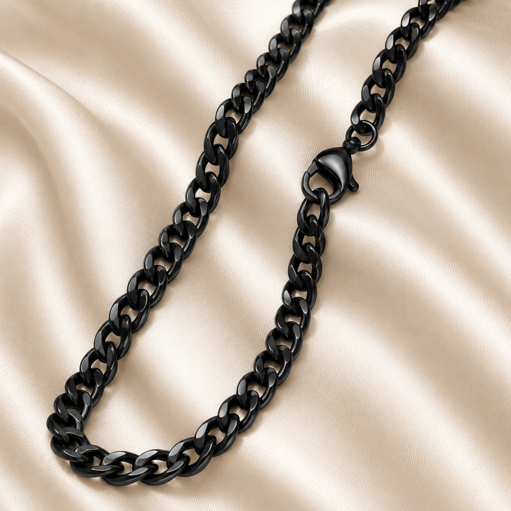 Boss Cuban Link Chain Necklace | Waterproof Black