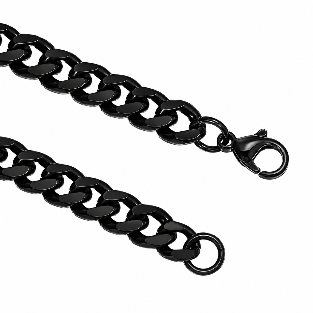 Boss Cuban Link Chain Necklace | Waterproof Black
