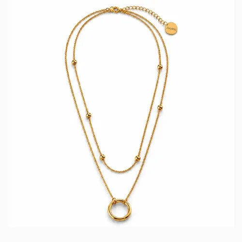 Brami Ring Double Layer Necklace | Waterproof 18k Gold