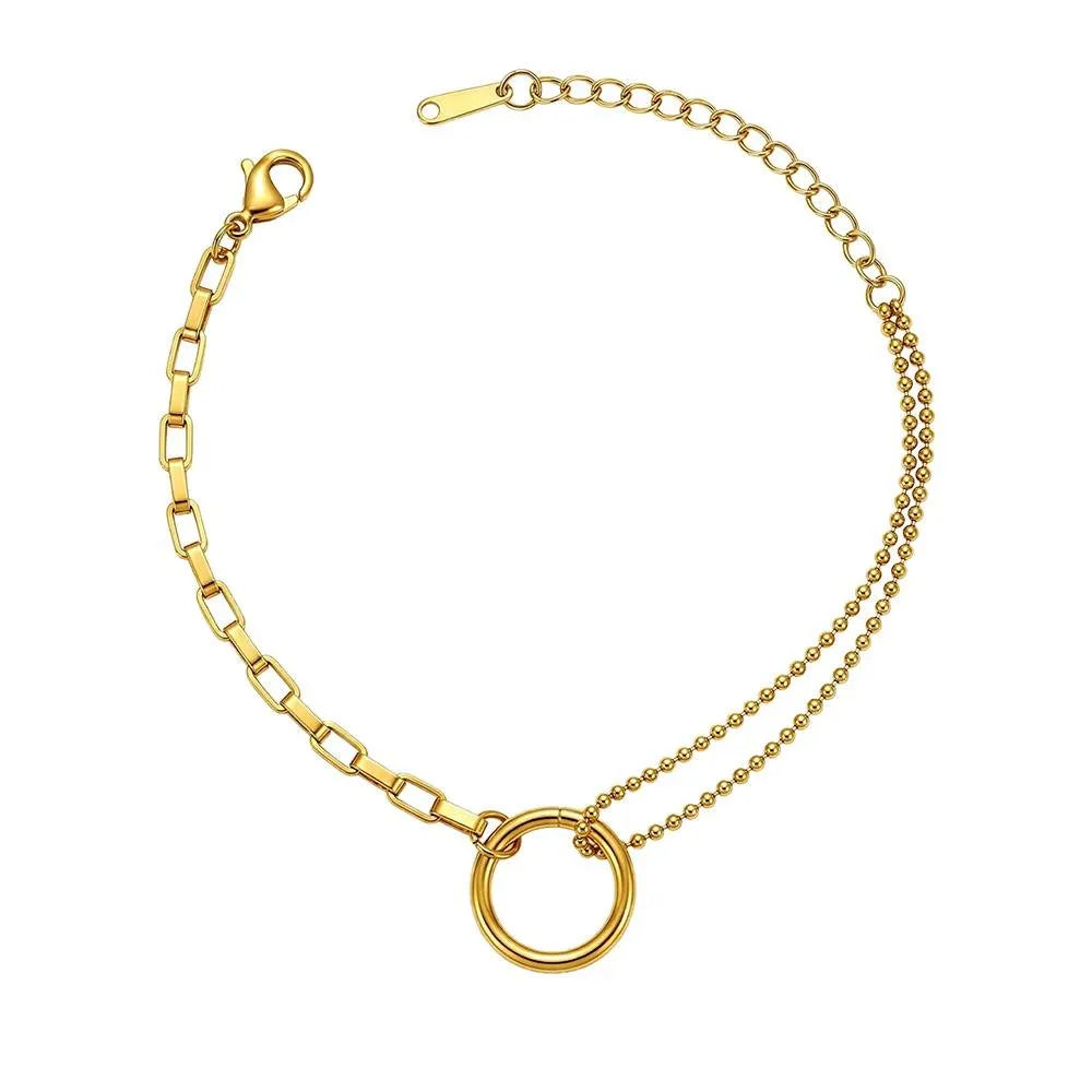 Briana Double Chain Circle Bracelet | Waterproof 18k Gold