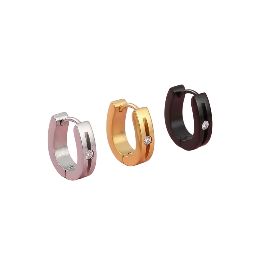 Bridget Jewelled Hoops | Waterproof 18k Gold, Silver & Black