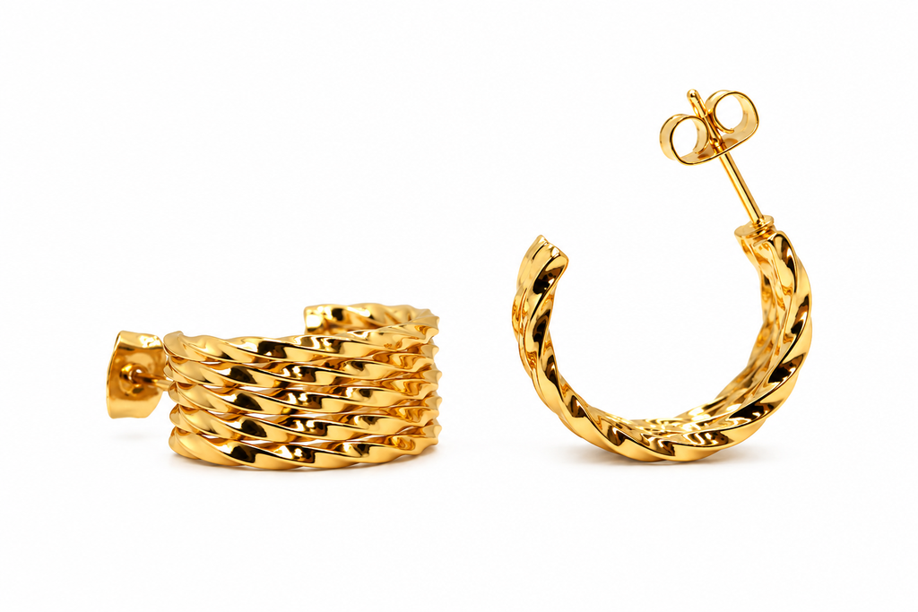 Brielle Textured Hoop Earrings | Waterproof 18k Gold