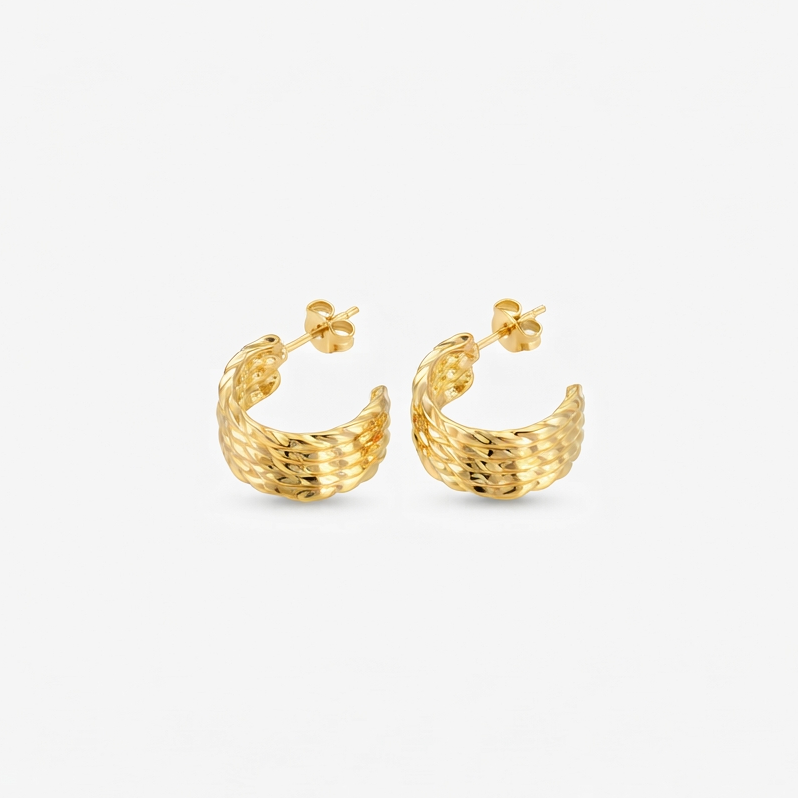 Brielle Textured Hoop Earrings | Waterproof 18k Gold