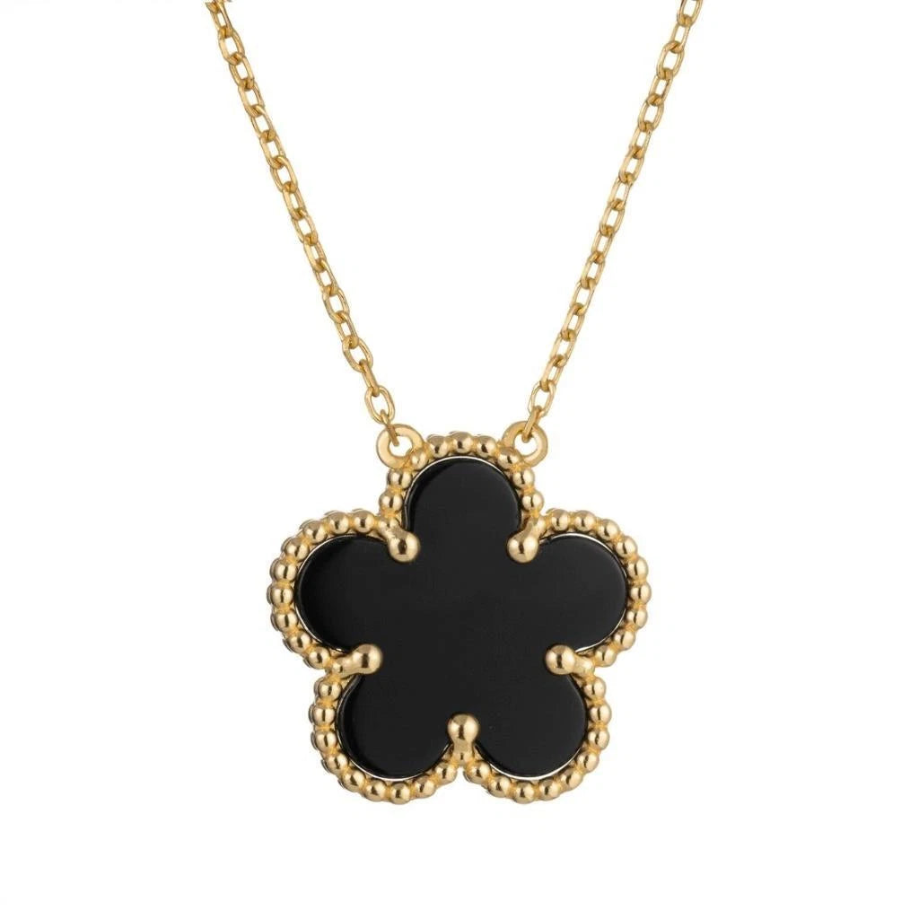 Bronte Five-Leaf Black Clover Necklace | Waterproof 18k Gold