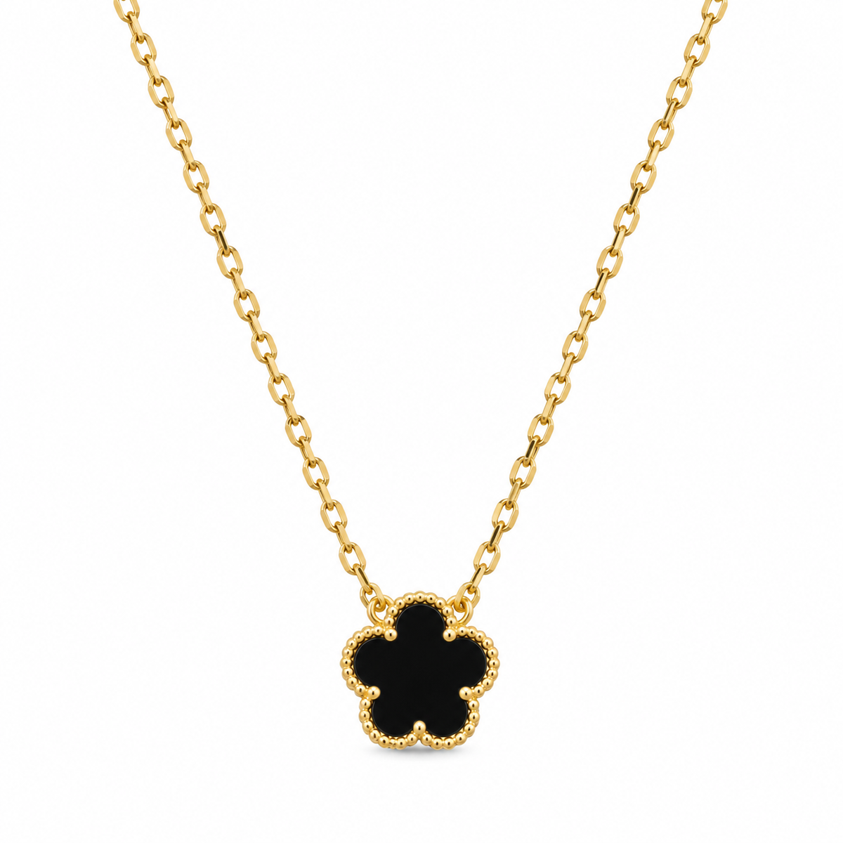 Bronte Five-Leaf Black Clover Necklace | Waterproof 18k Gold