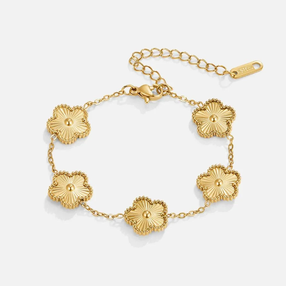 Bronte Five-Leaf Gold Clover Bracelet | Waterproof 18k Gold