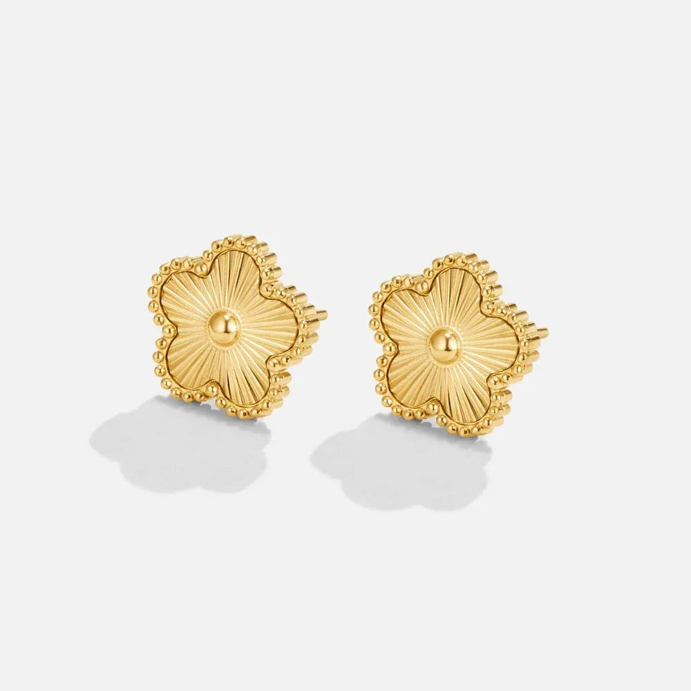 Bronte Five-Leaf Gold Clover Stud Earrings | Waterproof 18k Gold