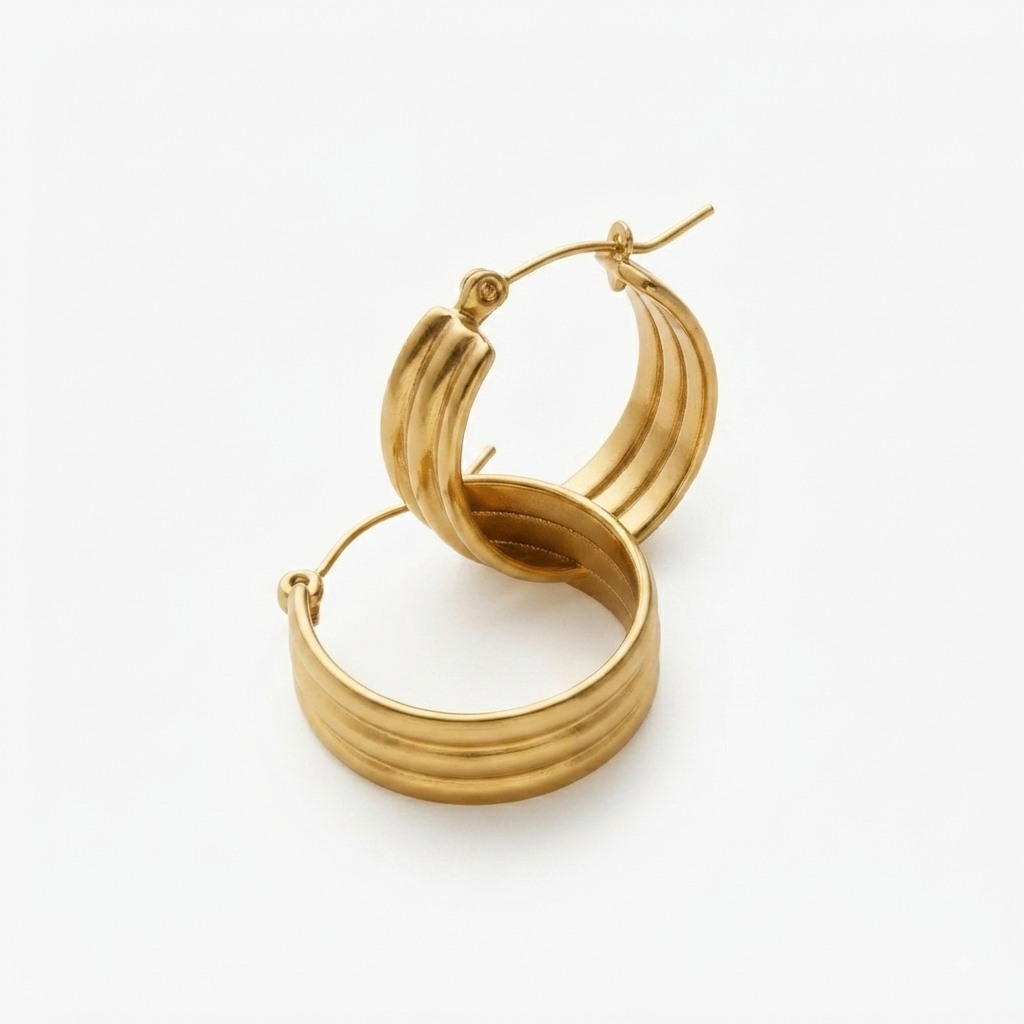 Brooke Lined Hoop Earrings | Waterproof 18k Gold