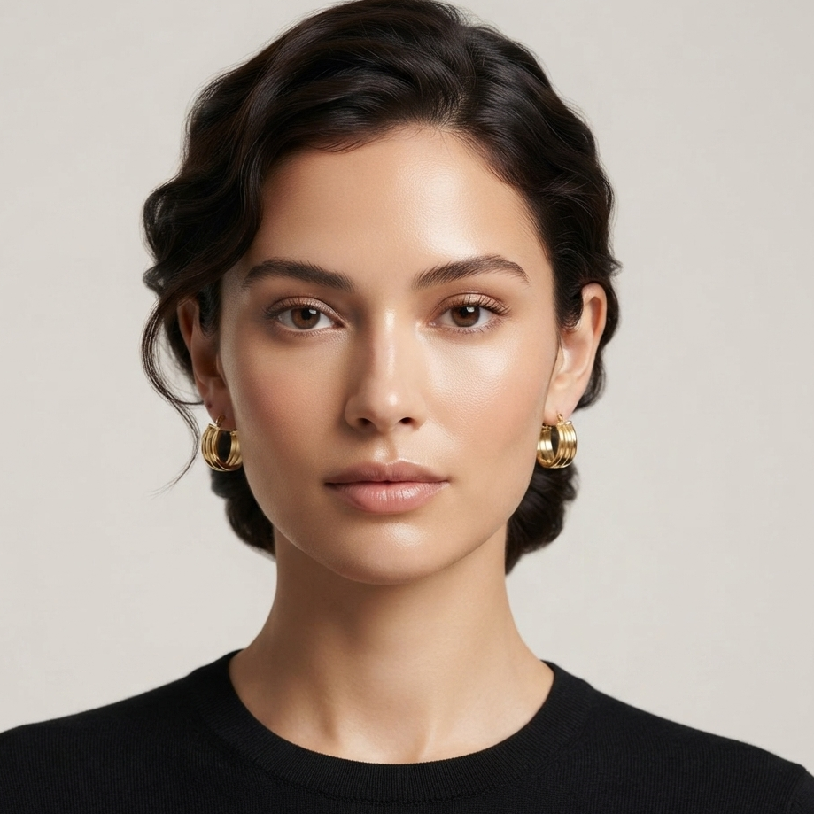 Brooke Lined Hoop Earrings | Waterproof 18k Gold