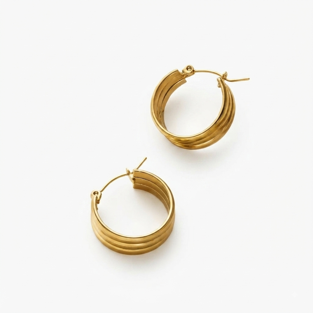 Brooke Lined Hoop Earrings | Waterproof 18k Gold