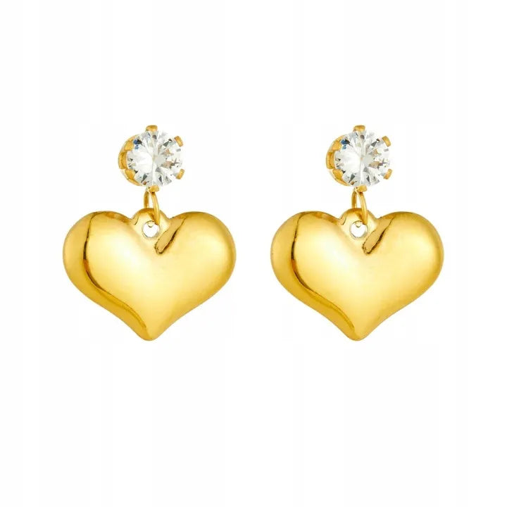 Brynn Crystal Heart Stud Earrings| Waterproof 18k Gold