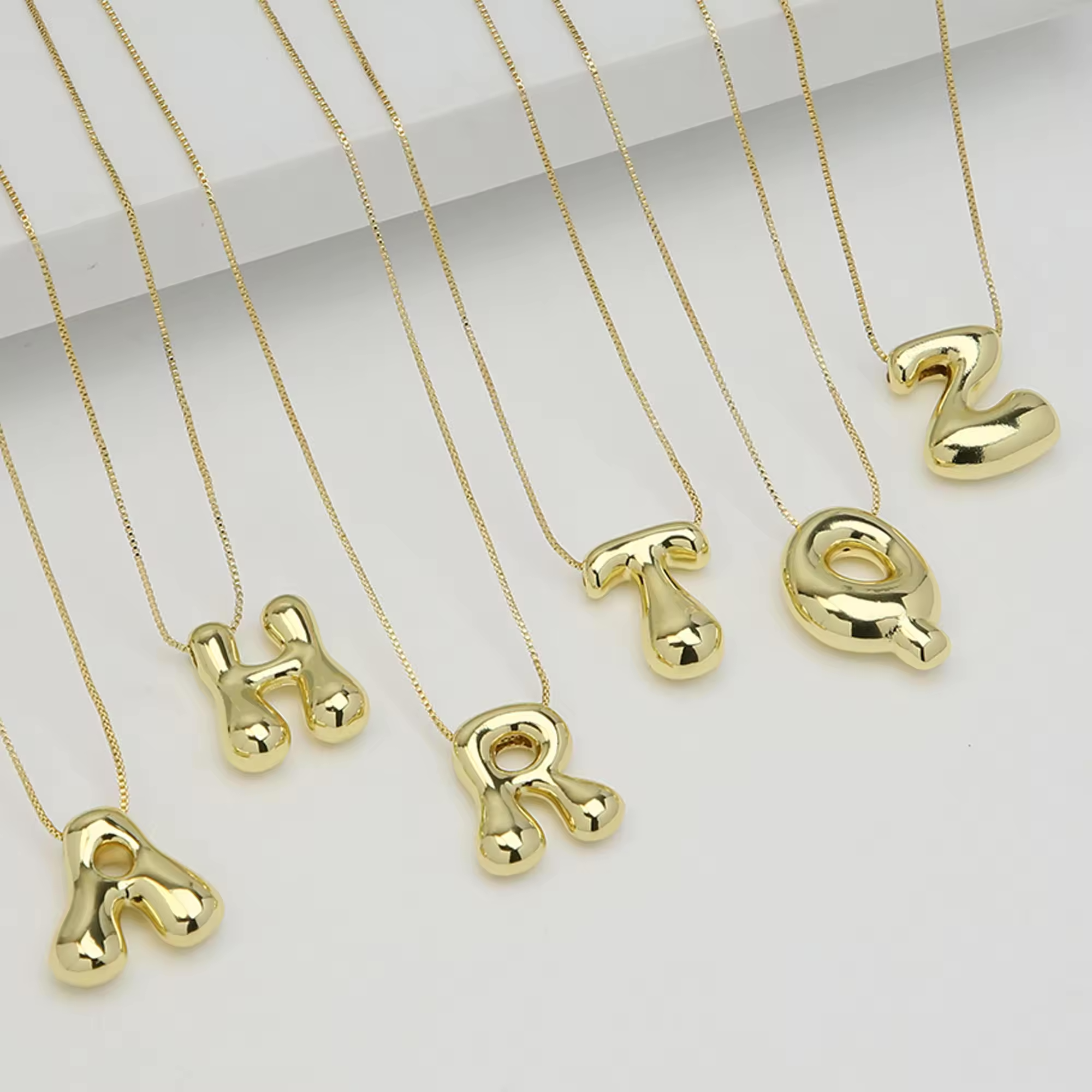 18K Gold Plated 3D Bubble Initial Necklace- Personalised Elegance