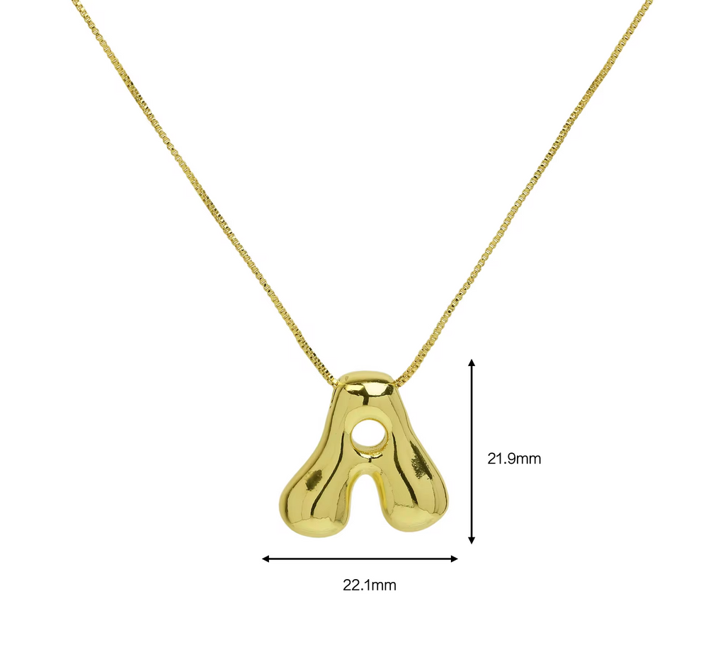 18K Gold Plated 3D Bubble Initial Necklace- Personalised Elegance