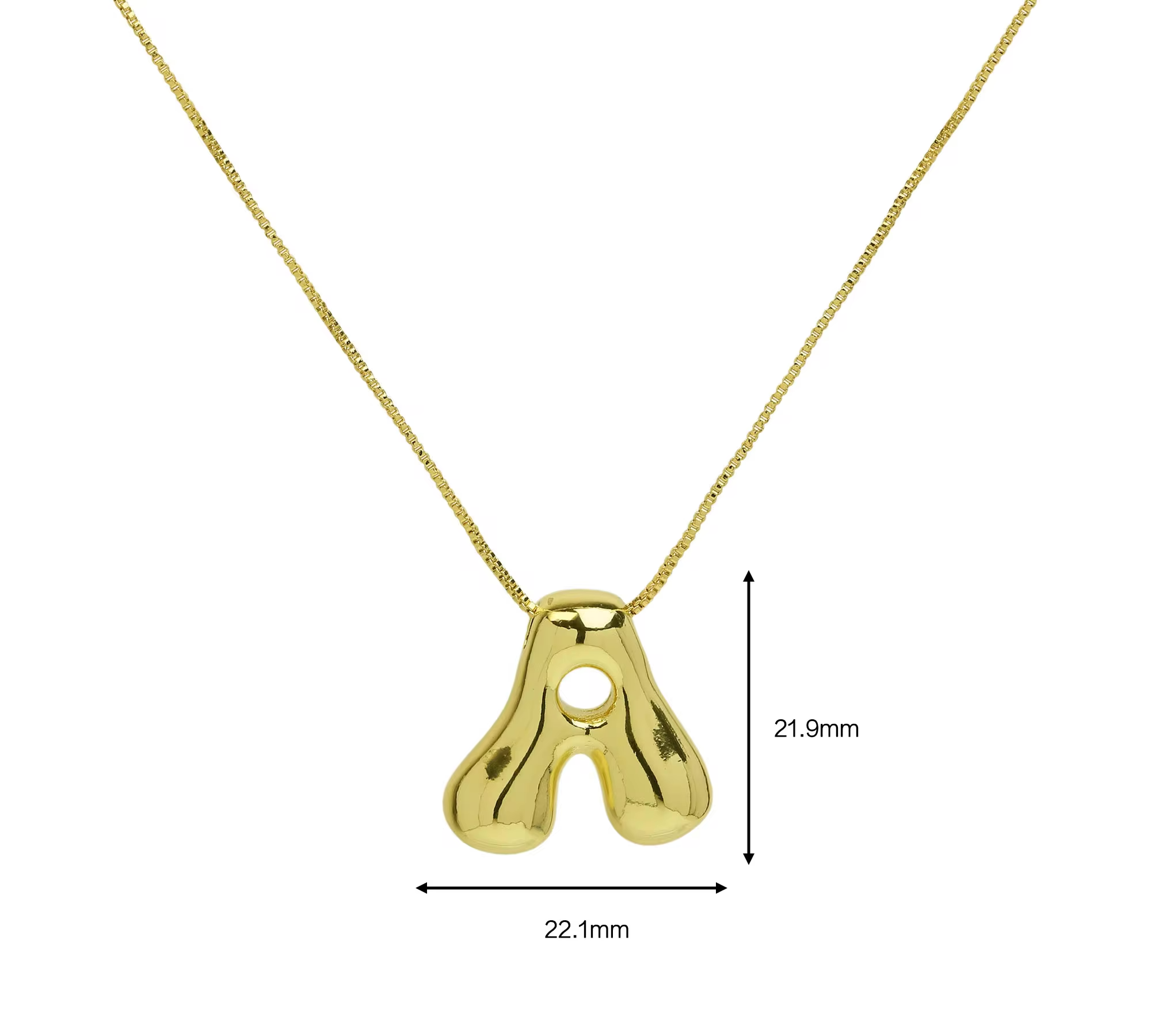 18K Gold Plated 3D Bubble Initial Necklace- Personalised Elegance