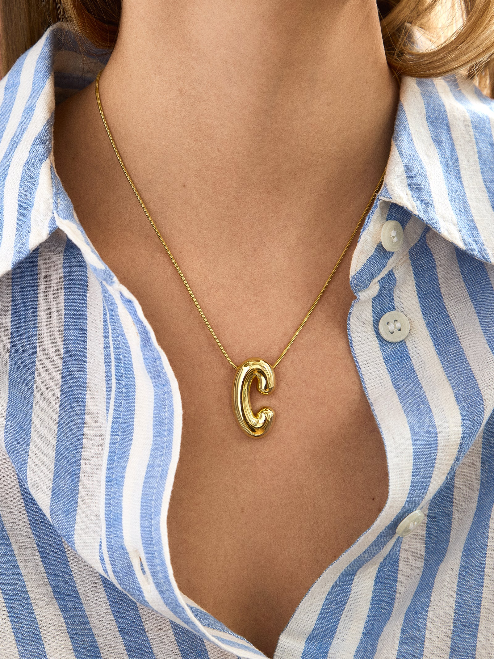 18K Gold Plated 3D Bubble Initial Necklace- Personalised Elegance