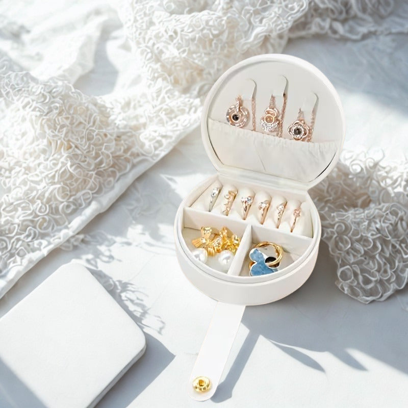 The Finishing Touch | Half Circle White Travel Jewelry Box
