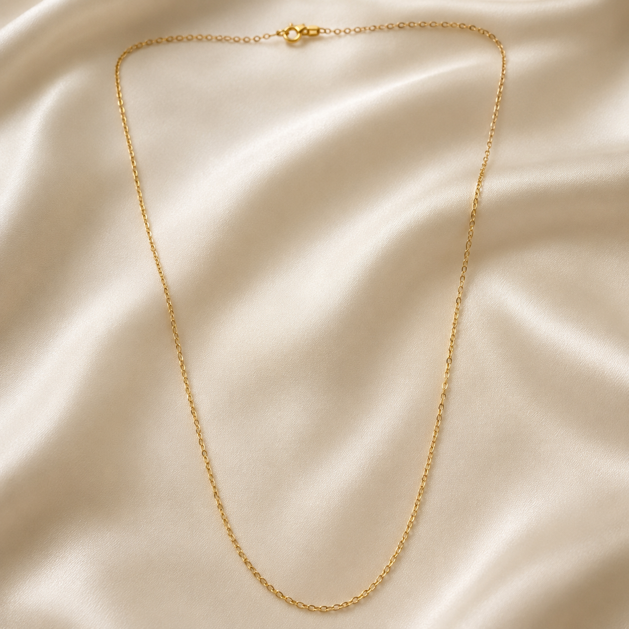 Aera	 Plain Chain Necklace with Adjustable Slider- Gold