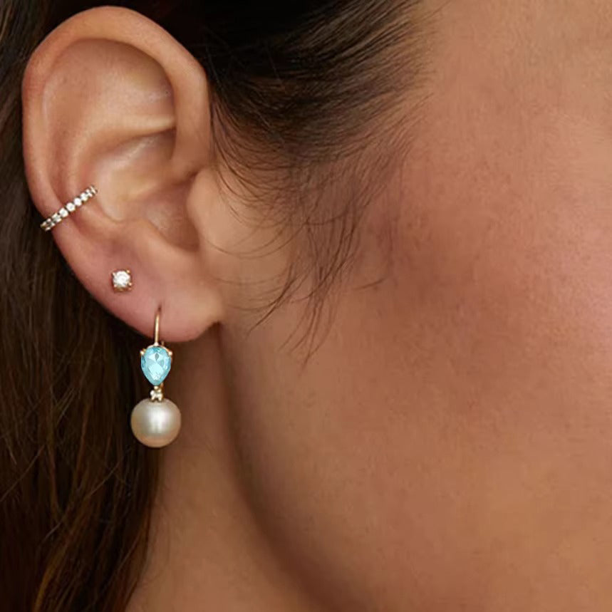 Lira Sapphire Blue Pearl Drops earrings