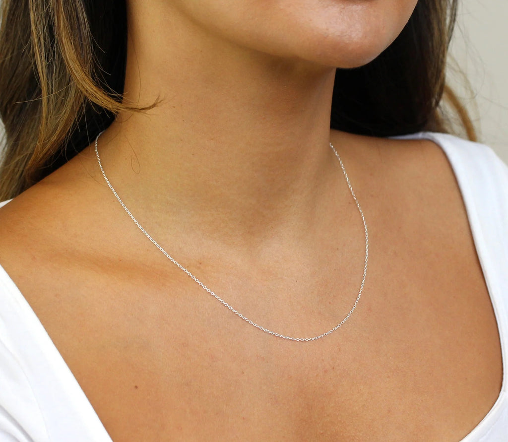 Aisling 1mm Dainty Cable Chain	Necklace 45+5cm
