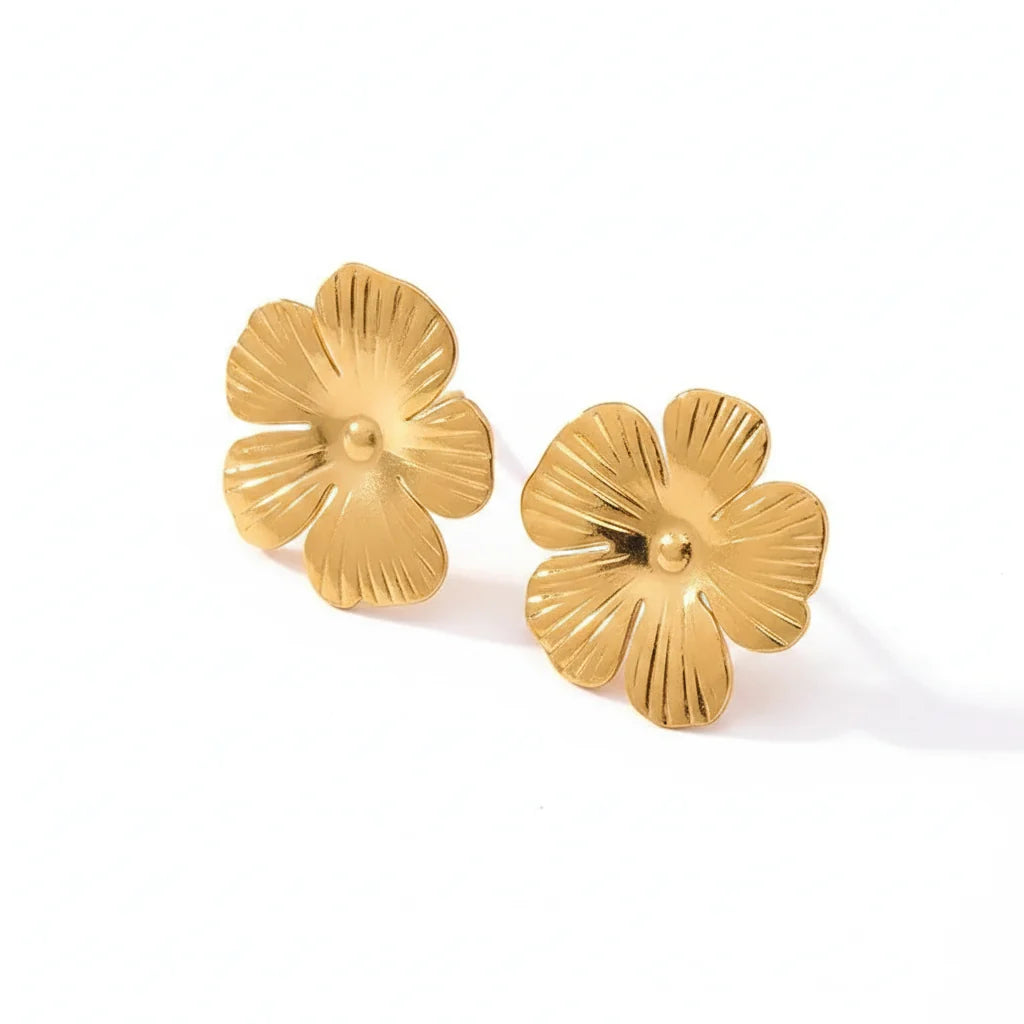 Calypso Flower Stud Earrings | Waterproof 18k Gold