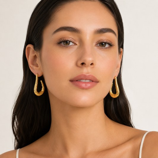 Camila Hammered Hoop Earrings | Waterproof 18k Gold