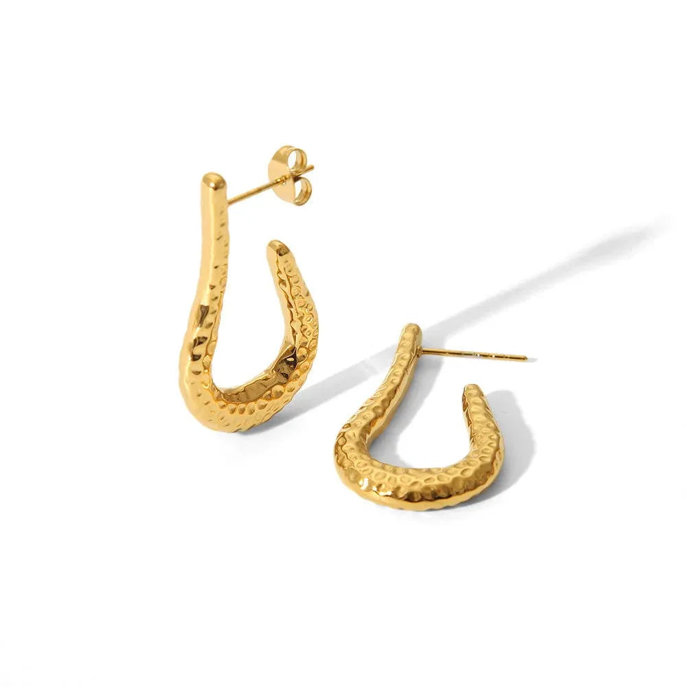 Camila Hammered Hoop Earrings | Waterproof 18k Gold