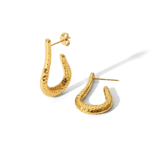Camila Hammered Hoop Earrings | Waterproof 18k Gold