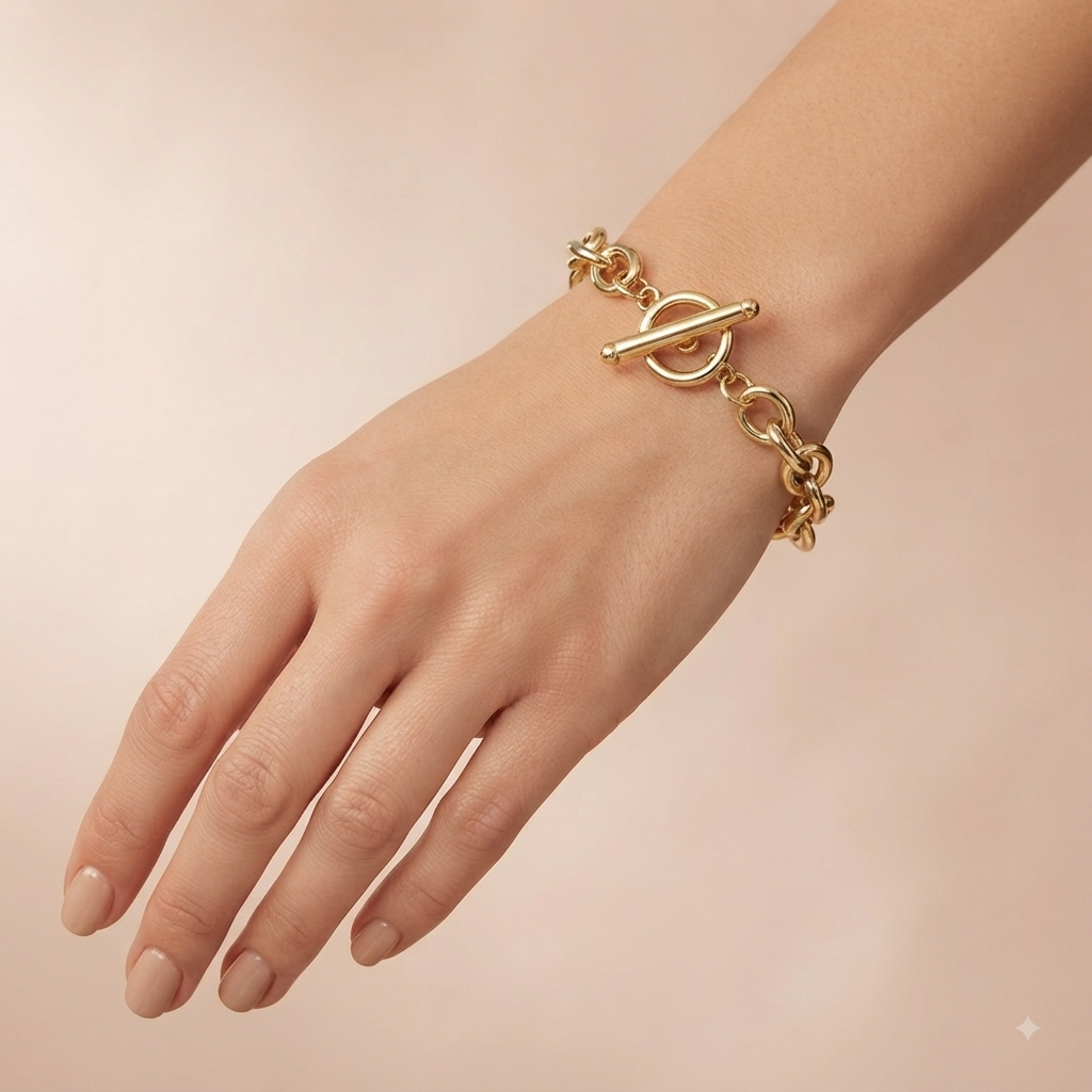 Caroline Toggle Bar Bracelet 6MM | Waterproof 18k Gold