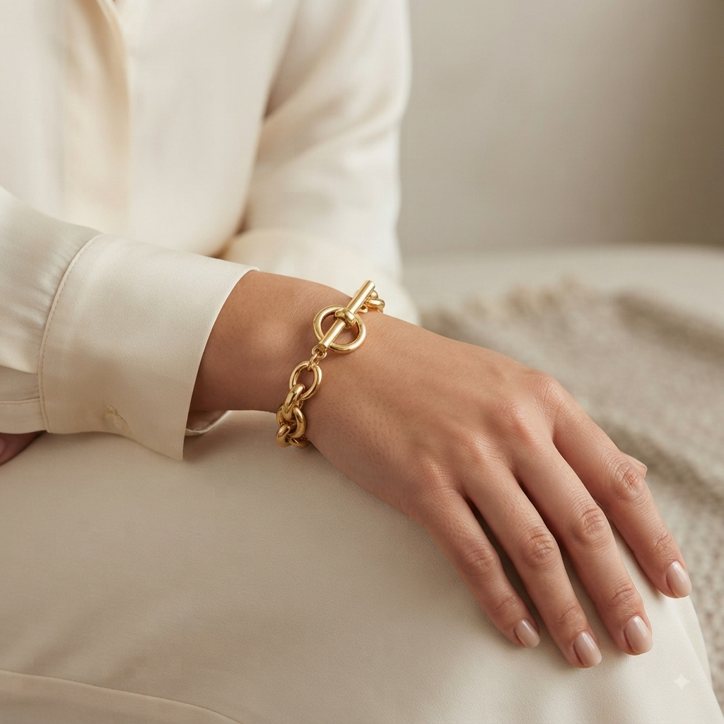 Caroline Toggle Bar Bracelet 6MM | Waterproof 18k Gold