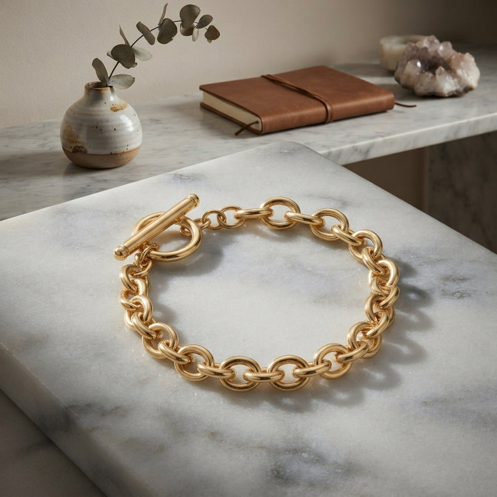 Caroline Toggle Bar Bracelet 6MM | Waterproof 18k Gold