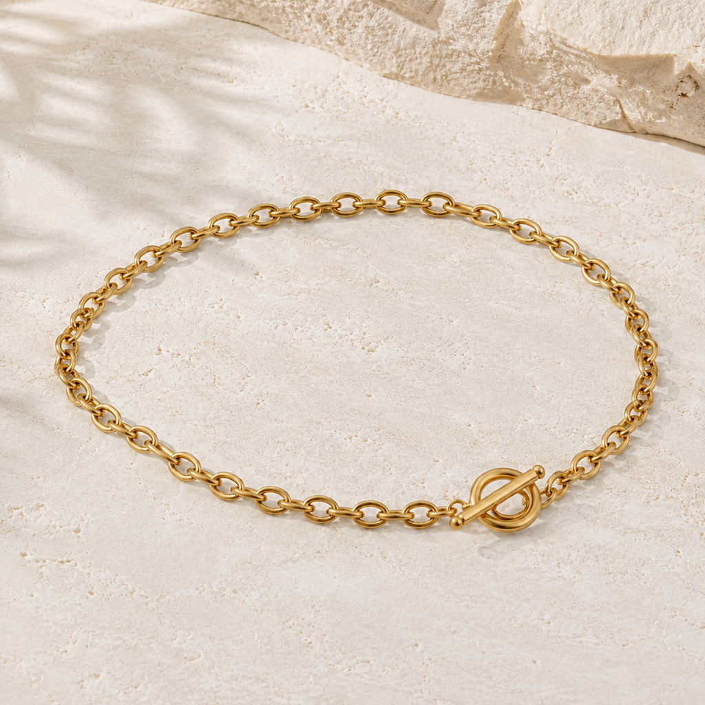 Caroline Toggle Bar Necklace 6MM | Waterproof 18k Gold
