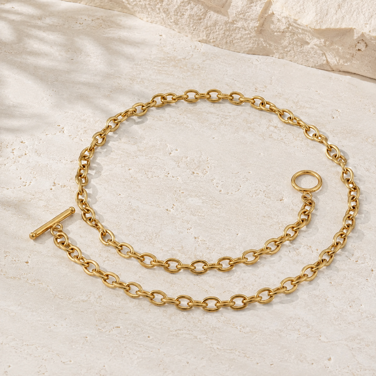 Caroline Toggle Bar Necklace 6MM | Waterproof 18k Gold