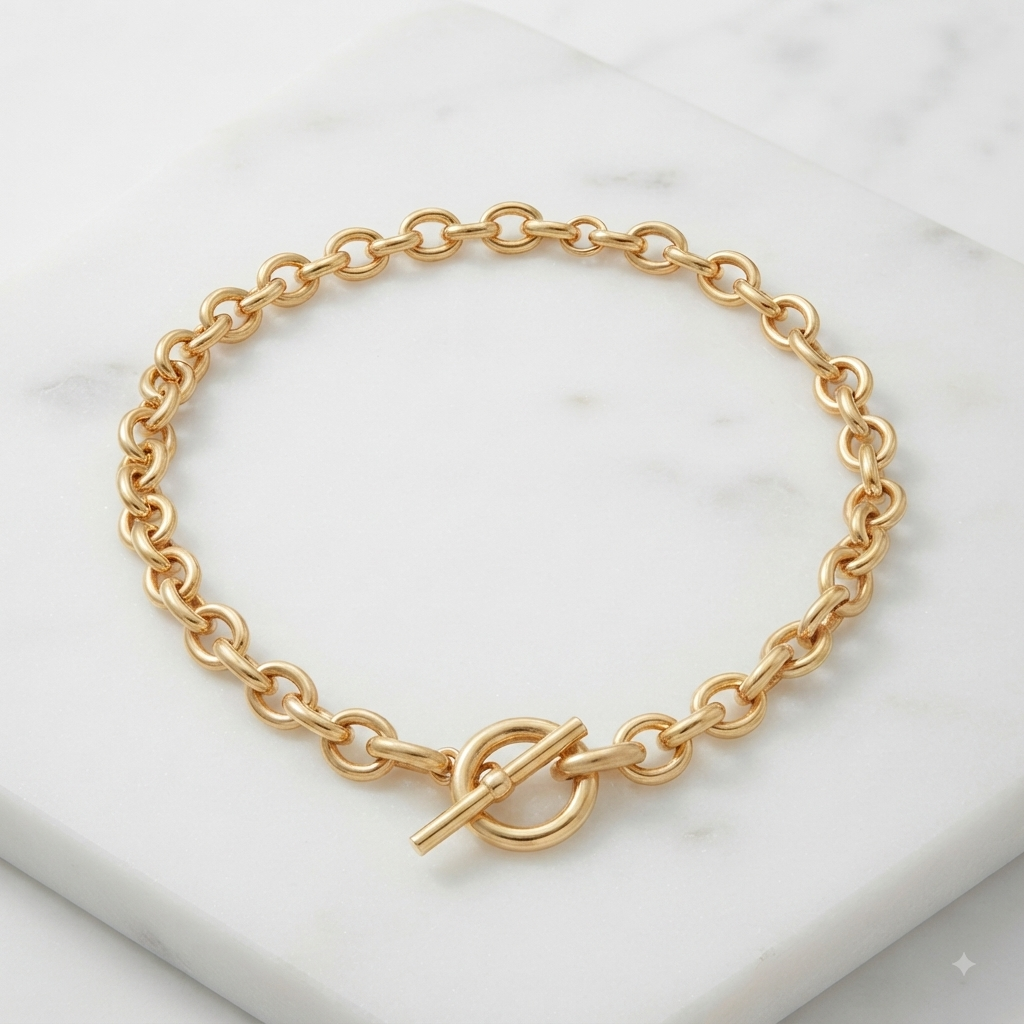 Caroline Toggle Bar Necklace 8MM | Waterproof 18k Gold