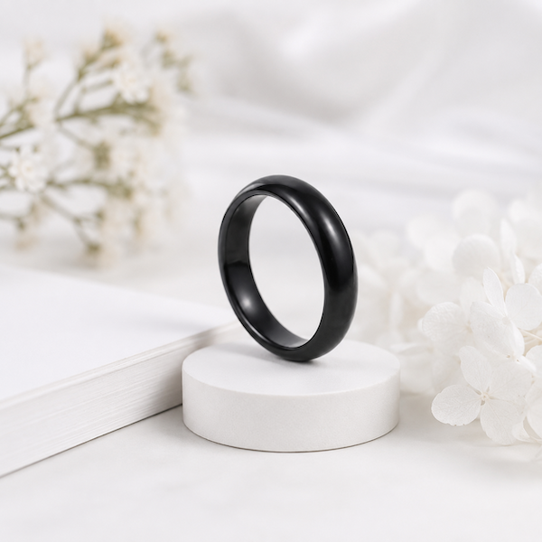 Carrara Plain Band Ring | Waterproof Black