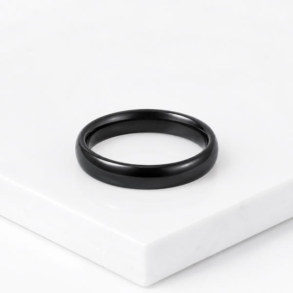 Carrara Plain Band Ring | Waterproof Black