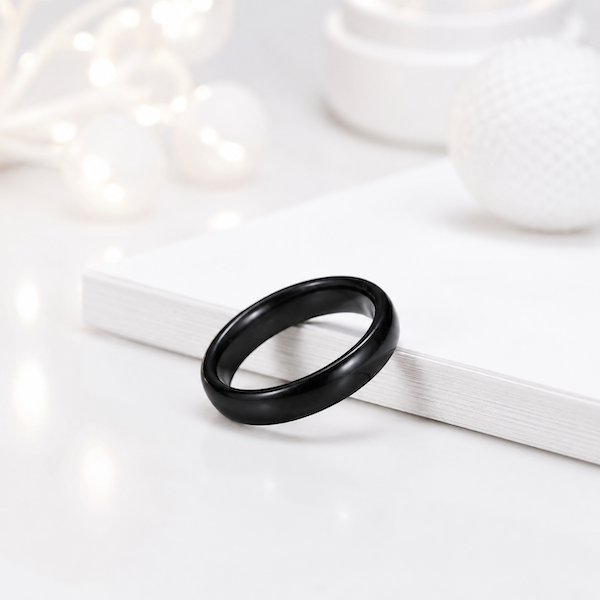 Carrara Plain Band Ring | Waterproof Black