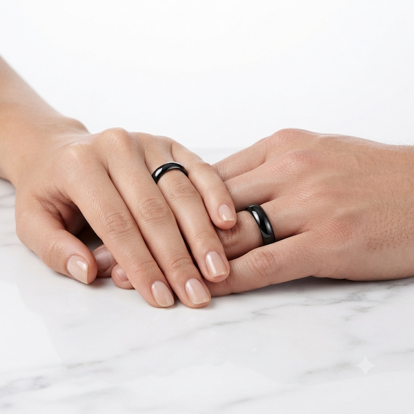 Carrara Plain Band Ring | Waterproof Black