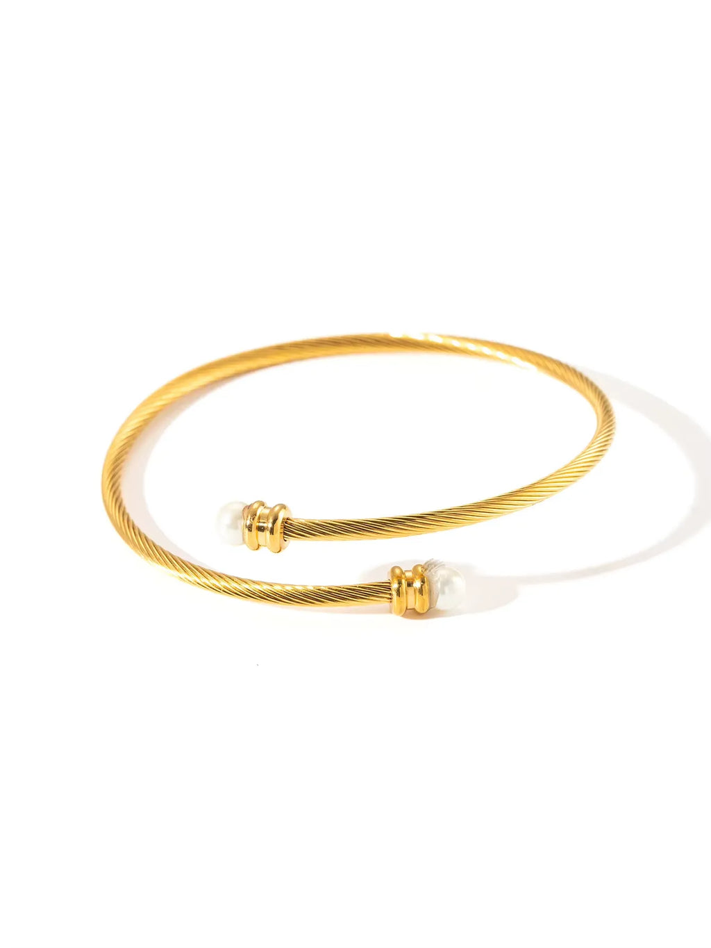 Cedric Pearl Wrap Bangle Bracelet | Waterproof 18k Gold