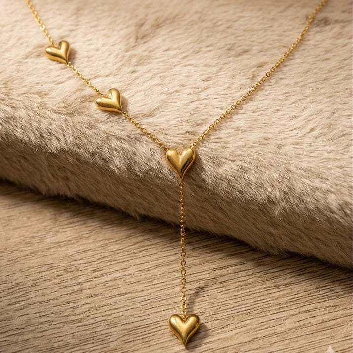 Charlie Love Heart Y Necklace | Waterproof 18k Gold