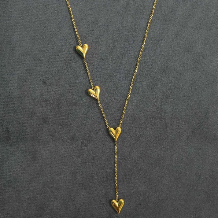 Charlie Love Heart Y Necklace | Waterproof 18k Gold