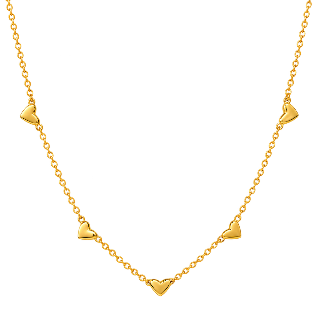 Elowen Heart Trio Necklace | Waterproof 18k Gold