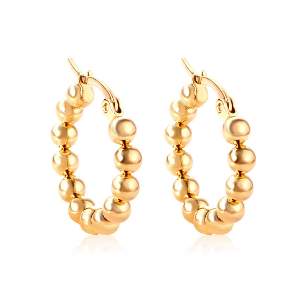 Chloe Beaded Hoops | Waterproof 18k Gold & Silver